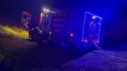 Elazığ'da otluk yangını sonrası itfaiye aracı çamura saplandı