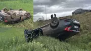 Erzincan'da otomobil takla attı: 1'i bebek 3 yaralı
