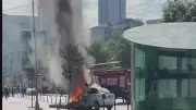Şişli'de El Frenini Unutan Sürücünün Otomobili Alev Alev Yandı
