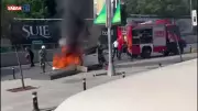 Şişli'de otomobil cayır cayır yandı! El freni unutulunca facia yaşandı