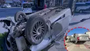 Karaman'da feci kaza: Refüje çarpan otomobil takla attı, 1 yaralı