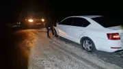Çorum Alaca'da yoldaki çukurlar 5 aracın lastiğini patlattı