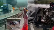 Sandıklı'da çelik bariyere çarpan otomobil alev aldı: 1 ölü, 1 yaralı