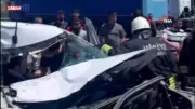Tekirdağ'da feci kaza: İki tır arasında kalan araç hurdaya döndü