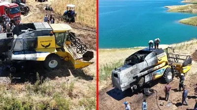 Adıyaman Kahta'da Biçerdöver Yangını Panik Yarattı