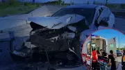 Afyonkarahisar'da otomobil tur otobüsüne çarptı: 1 yaralı