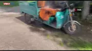 Amasya'da elektrikli motosiklet şarjdayken alev aldı, yaşlı adam şoke oldu