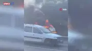 Avcılar TEM Otoyolu'nda Otomobil Alev Alev Yandı, Kullanılamaz Hale Geldi