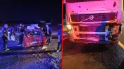 Bolu'da TIR kırmızı ışıkta bekleyen otomobile çarptı: 3 yaralı