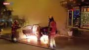 Bursa'da Seyir Halindeki Otomobil Alev Alev Yandı, Kullanılamaz Hale Geldi