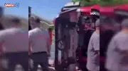 Büyükçekmece'de itfaiye aracı devrildi: Yangına giderken kaza