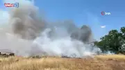 Edirne'de otluk yangınına köylüler ve itfaiye ortak müdahale etti