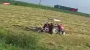 Hatay'da tarım aletinde sıkışan çiftçi yaralandı: O anlar kamerada