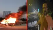 Kuzey Marmara Otoyolu'nda Elektrikli Otomobil Yangını: Aile Son Anda Kurtuldu