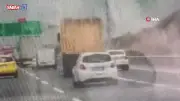 Kuzey Marmara Otoyolu'nda Tır Otomobili Metrelerce Sürükledi