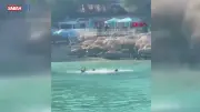 Mersin Silifke'de Deniz Ortasında Sopalı Kavga: O Anlar Kamerada