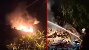 Çorum'da depo olarak kullanılan metruk binada yangın paniği