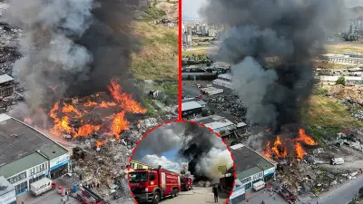 Kayseri Melikgazi'de Hurdalık Yangını: Dumanlar Gökyüzünü Kapladı