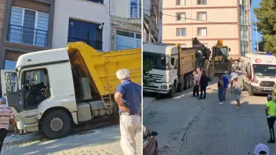 Kontrolden çıkan kamyon evin penceresine çarptı: Deprem oldu zannettik