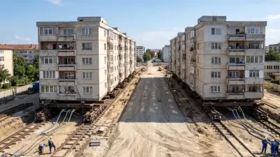 Romanya'da 80 Aile İçinde Yaşarken Bina İkiye Bölünüp Raylarla Taşındı