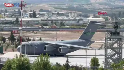 Trump'ın makam araçlarını taşıyan C-17 uçağı Ankara'da görüntülendi