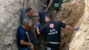 Adıyaman'da göçük altında kalan işçi itfaiye tarafından kurtarıldı