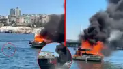 Balat’ta tekne alev topuna döndü: Baba ve oğul denize atlayarak kurtuldu
