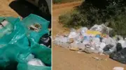 Balık tutmak için gittiği gölde çöp yığınıyla karşılaştı: Poşet poşet topladı