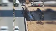 Kahramanmaraş'ta yolda çökme: Beton mikseri devrildi, 1 yaralı
