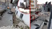 Küçükçekmece'de 5 katlı binanın giriş katı çöktü: 29 kişi tahliye edildi