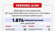 Tarım ve Orman Bakanlığı 1.874 Sözleşmeli Personel Alımı Başvuruları Başladı
