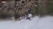 Van'da çocuk şelale akıntısından son anda kurtarıldı