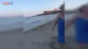 İzmir'de plajda sözlü saldırı kameraya yansıdı