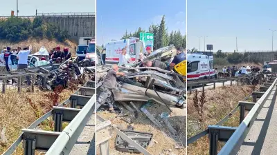 Bursa'da Direksiyon Hakimiyetini Kaybeden Otomobil Bariyere Girdi