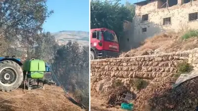 Darende'de bahçe yangını yerleşime sıçradı: 2 ahır ve 1 ev zarar gördü