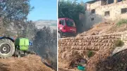 Darende'de bahçe yangını yerleşime sıçradı: 2 ahır ve 1 ev zarar gördü